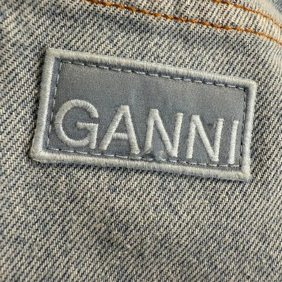 GANNI Blue Stary Jeans Womens 27 Patchwork Tapered Denim Pants Two Tone Balloon - Picture 12 of 16